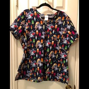 Disney short sleeve scrub top, Stitch, Size L, Excellent preowned condition